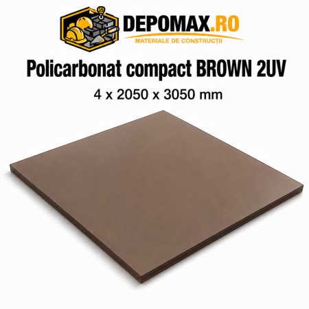 Policarbonat compact fumuriu 2UV 4 x 2050 x 3050 mm